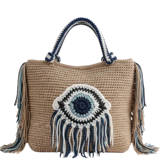 حقيبة كروشيه عين زرقاء